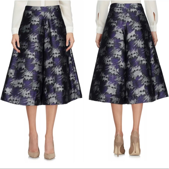 Jijil couture Pants - Satin Flared Capri Trousers Zip Side Made in Italy